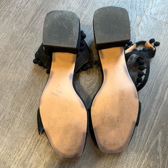 Zara Black Block Heel Sandals with Fringe Ankle Strap Size 38 - Picture 6 of 6